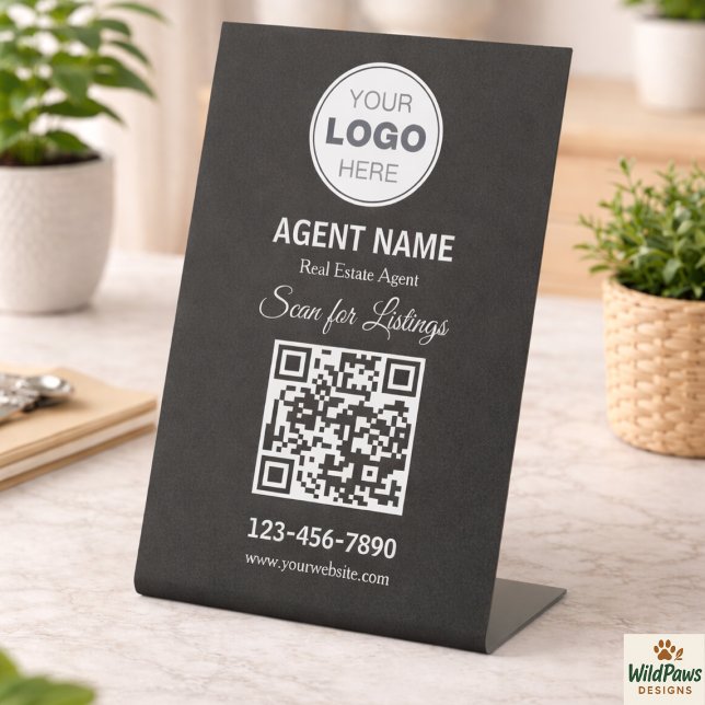 Modern Minimalist Real Estate Listing Scan Sockelschild (Modern Minimalist Real Estate Listing Scan Pedestal Sign
)