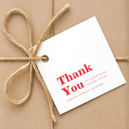 Modern Minimalist Red Birthday Geschenkanhänger