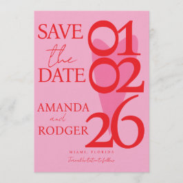 Modern Minimalist Red Pink Heart Save the Date  Einladung