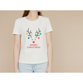 Modern Minimalist Reindeer Christmas Lights Design T-Shirt