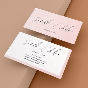 Modern minimalist rosé Handgeschriebenes Skript Visitenkarte