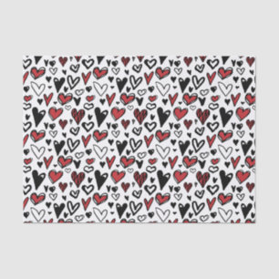 Modern minimalist rote, schwarze und weiße Herzen  Seidenpapier