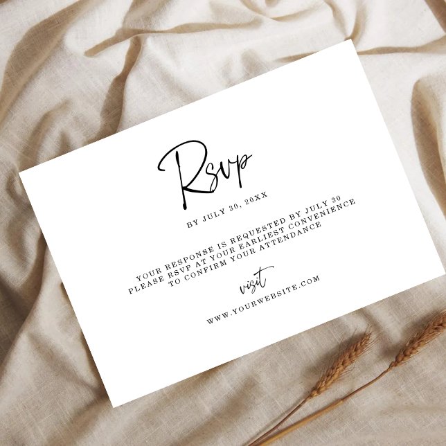 Modern Minimalist RSVP Card with Fine Line Script  Save The Date (Von Creator hochgeladen)
