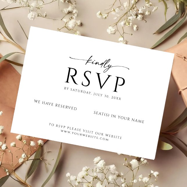 Modern Minimalist RSVP Card with Kindly Script Save The Date (Von Creator hochgeladen)