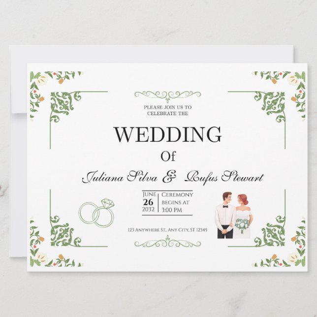 Modern Minimalist Sage Green Arched  Wedding Card Karte (Vorderseite)