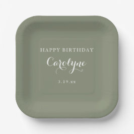 Modern Minimalist Sage Green Birthday Pappteller