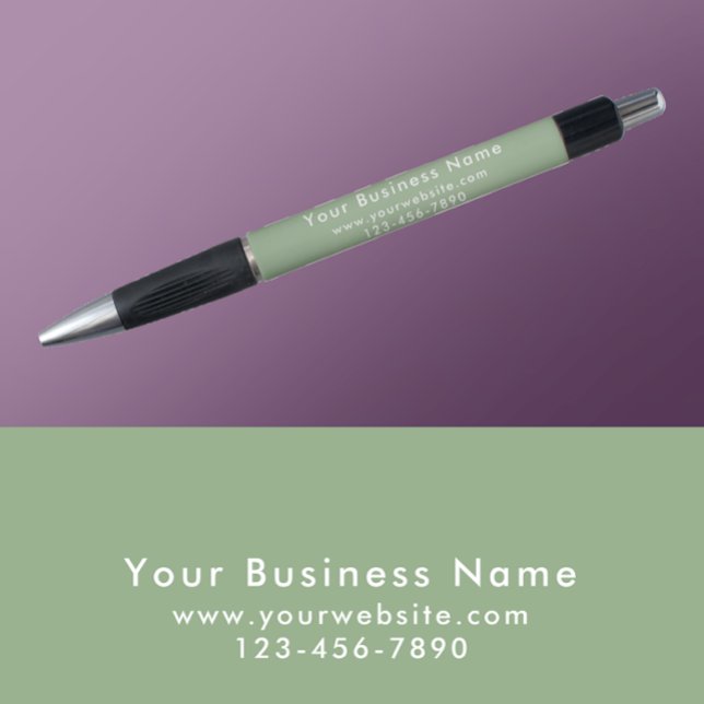 Modern Minimalist Sage Green Business Promotional Kugelschreiber (Customize this modern script sage green business promotional pen gift.
)