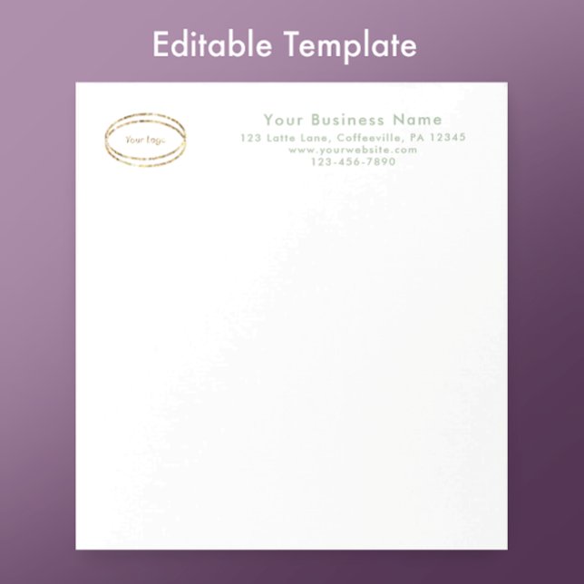 Modern Minimalist Sage Green Custom Business Logo Notizblock (Personalize this modern sage green notepad. Minimalist custom script and business logo template.
)