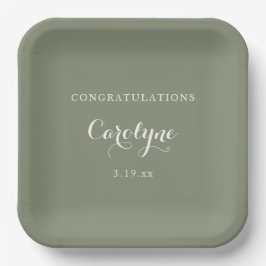 Modern Minimalist Sage Green Graduation Pappteller