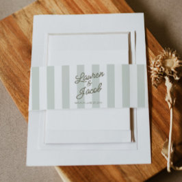 Modern Minimalist Sage Green Stripes Wedding Einladungsbanderole