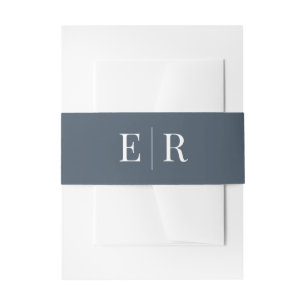 Modern minimalist Schieferblau-Monogramm Einladungsbanderole