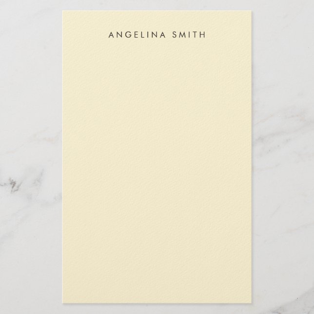 Modern minimalist schlicht einfarbig Cornsilk-Farb Briefpapier (Vorderseite)