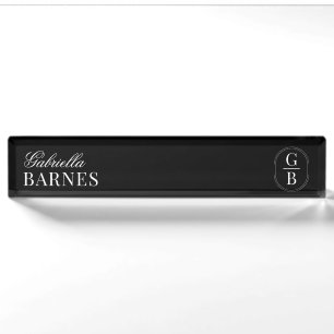 Modern minimalist Schwarz & Weiß Bold Namensplakette