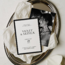 Modern minimalist Schwarz-Weiß-Foto Save The Date