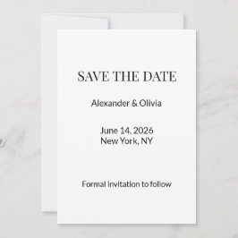 Modern minimalist Schwarz Weiß Save the Date