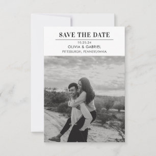 Modern minimalist schwarz-weißes Foto Save the Dat Date