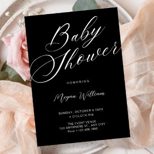 Modern minimalist Schwarze Babyparty Einladung
