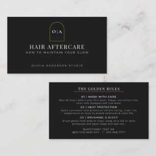 Modern minimalist schwarzes Gold Haar Pflege Visitenkarte