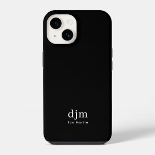Modern minimalist schwarzes und weißes Monogramm N iPhone 14 Hülle