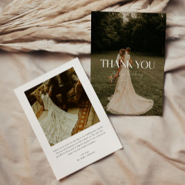Modern Minimalist Script Names 2-Photo Wedding Dankeskarte