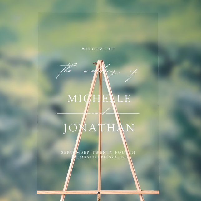 Modern Minimalist Script Wedding Welcome  Acrylschild (Neutral)