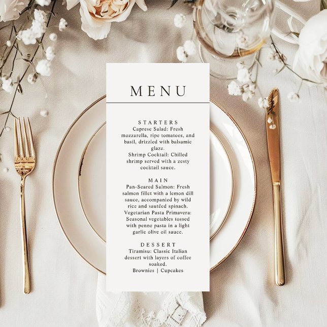 Modern Minimalist Simple Black Line Wedding Dinner Menükarte (Von Creator hochgeladen)