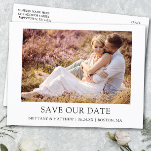 Modern Minimalist Simple Photo Save Our Date Postkarte