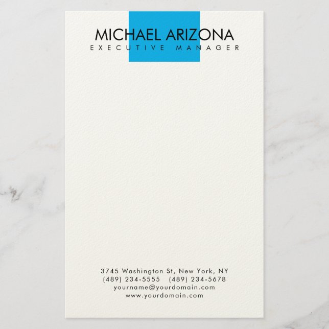 Modern Minimalist Simple Plain Briefpapier (Vorderseite)