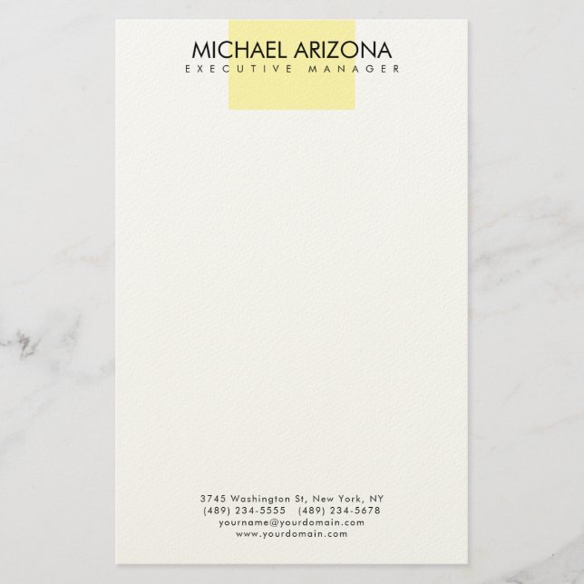 Modern Minimalist Simple Plain Briefpapier (Vorderseite)