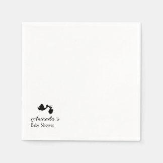 Modern & Minimalist Stork Silhouette Baby Shower Serviette