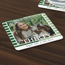 Modern Minimalist Striped 30th Birthday Photo Rechteckiger Pappuntersetzer