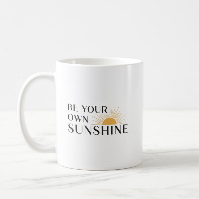 Modern Minimalist Sunburst Positive Affirmation Kaffeetasse (Links)