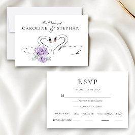 Modern Minimalist Swan RSVP Card with Meal Options Karte