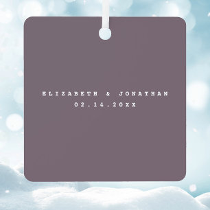 Modern Minimalist Taupe Grey Couple Wedding Photo Ornament Aus Metall