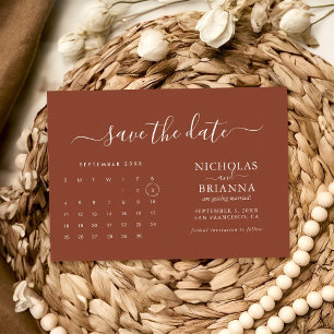 Modern Minimalist Terracotta Calendar Budget Save The Date