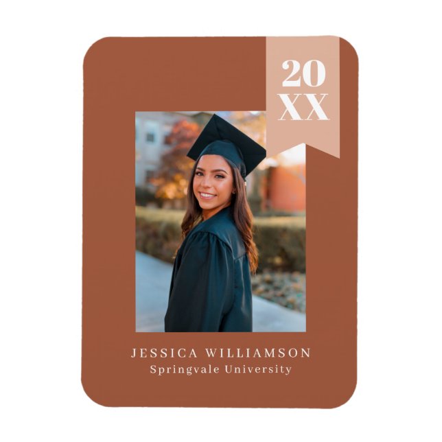 Modern Minimalist Terracotta Ribbon Grad Foto A Magnet (Vertikal)