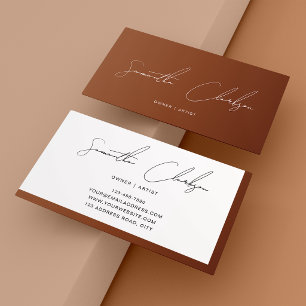 Modern minimalist Terrakotta-Handschrift-Skript Visitenkarte