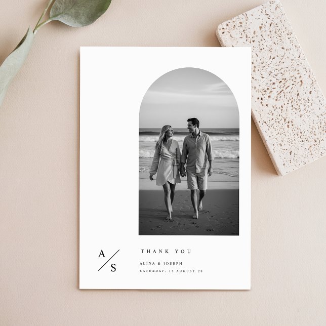 Modern Minimalist Typography Photo Budget Wedding Dankeskarte (Von Creator hochgeladen)