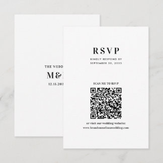 Modern Minimalist Typography QR Code Wedding RSVP Karte