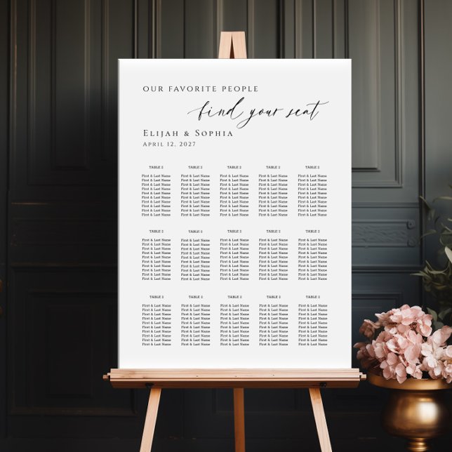 Modern minimalist up to 15 tables seating plan poster (Von Creator hochgeladen)