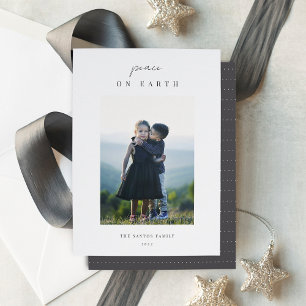 Modern Minimalist Vertical Christmas Photo Feiertagskarte