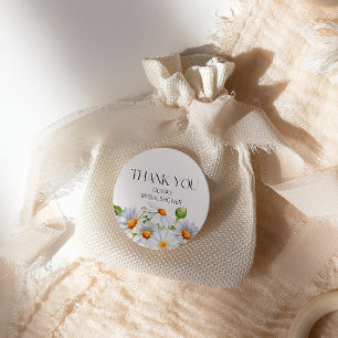 Modern minimalist Wasserfarben-Daisy-Hochzeitsdusc Runder Aufkleber