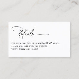 Modern Minimalist Wedding Details Enclosure Card Visitenkarte