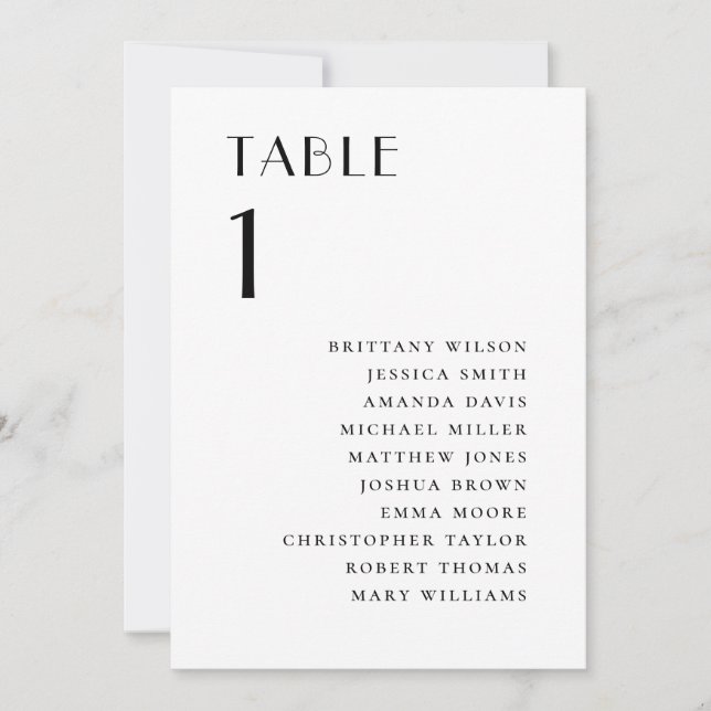 Modern Minimalist Wedding | Elegant Seating Chart Einladung (Vorderseite)