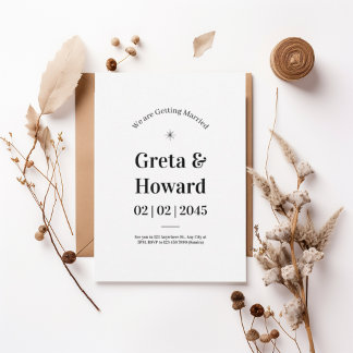 Modern Minimalist Wedding Invitation with star Einladung
