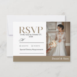 Modern Minimalist Wedding RSVP Card with Photo Karte