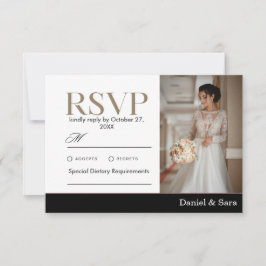Modern Minimalist Wedding RSVP Card with Photo Karte