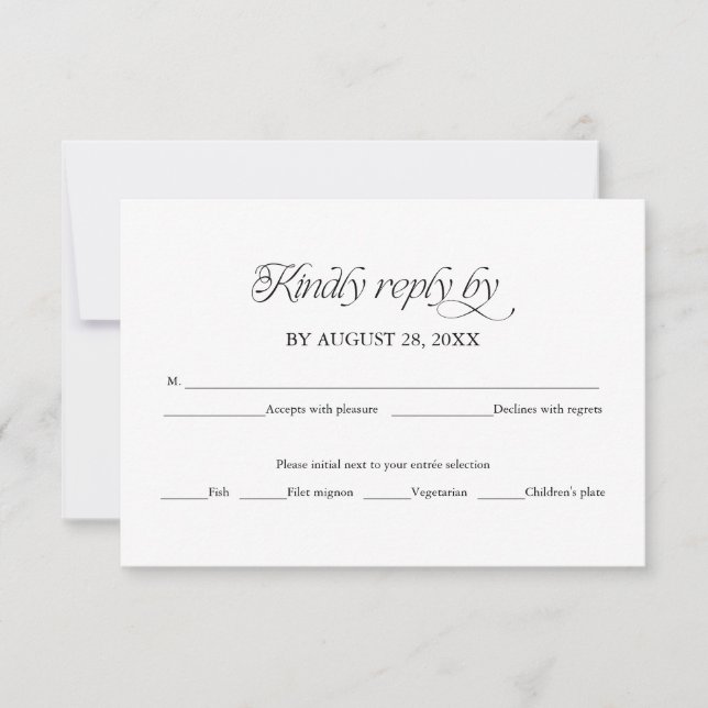 Modern Minimalist Wedding RSVP Elegant Reply Card Karte (Vorderseite)