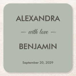 Modern Minimalist Wedding | Sage Green Timeless Rechteckiger Pappuntersetzer