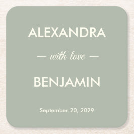 Modern Minimalist Wedding | Sage Green Timeless Rechteckiger Pappuntersetzer